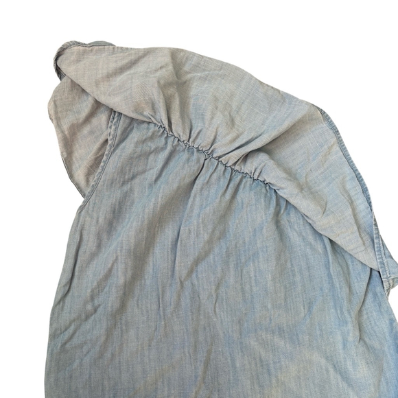 American Eagle Light Blue Denim One Shoulder Ruffled Jean Shirt Lyocell SIZE XS - Picture 6 of 9